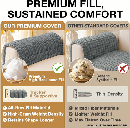 hyha Couch Covers for Dogs Washable, Non Slip Plush Dog Sofa Protectors, Fuzzy Pet Couch Covers for 3 Cushion Sofa Pet Friendly (Camel, 27.6" x 59") - Colors A