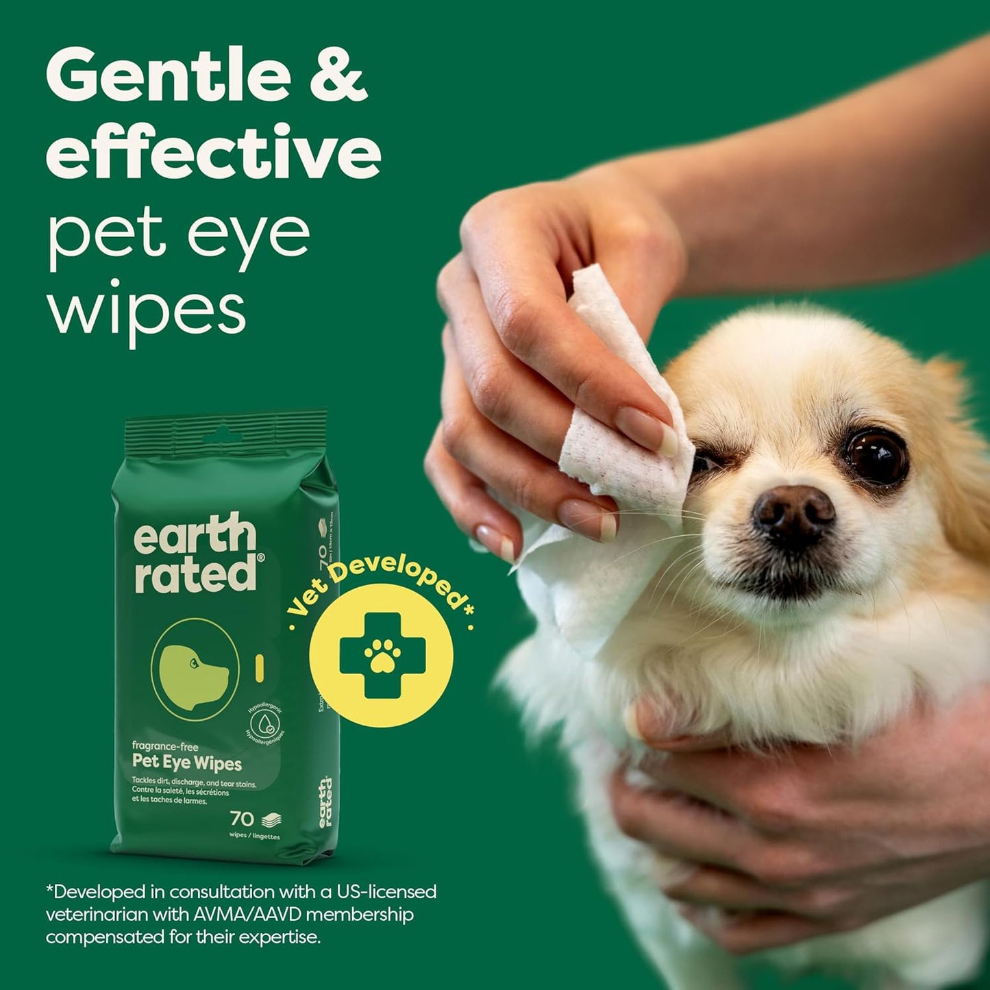 Earth Rated Dog Wipes, Hypoallergenic, Cleaning and Hydrating, for Grooming Paws, Body and Butt, Lavender Scented, 400 Count