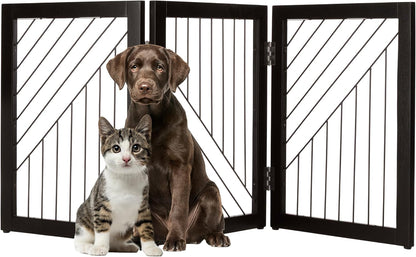Pet Gate - 3-Panel Indoor Folding Dog Gate for Stairs or Doorways - 54x24-Inch Freestanding Pet Fence for Cats and Dogs by PETMAKER (Black)