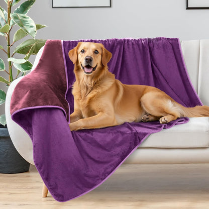 LOOBANI Waterproof Blanket for Bed: Reversible Soft Flannel Twin Bed Blanket 60" x 80", Leakproof Throw Spill-Proof Dog Pet Blanket for Couch Cover, Movie Time, Camping, Travel, Grey