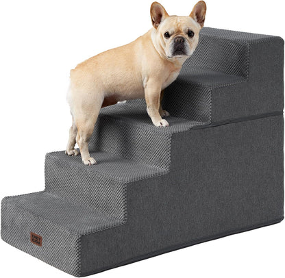 EHEYCIGA Dog Stairs for High Bed 22.5" H, 5-Step Dog Steps for Bed, Pet Steps for Small Dogs and Cats, Non-Slip Balanced Pet Ramp Indoor, Grey