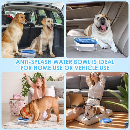 AONKEY 3L Dog Water Bowl No Spill, 101oz Large Spill Proof Dog Bowl Reduce Refill, Anti Splash No Mess Dispenser Dripless Slow Drinking Water Bowl for Sloppy Messy Drinkers (Gray)