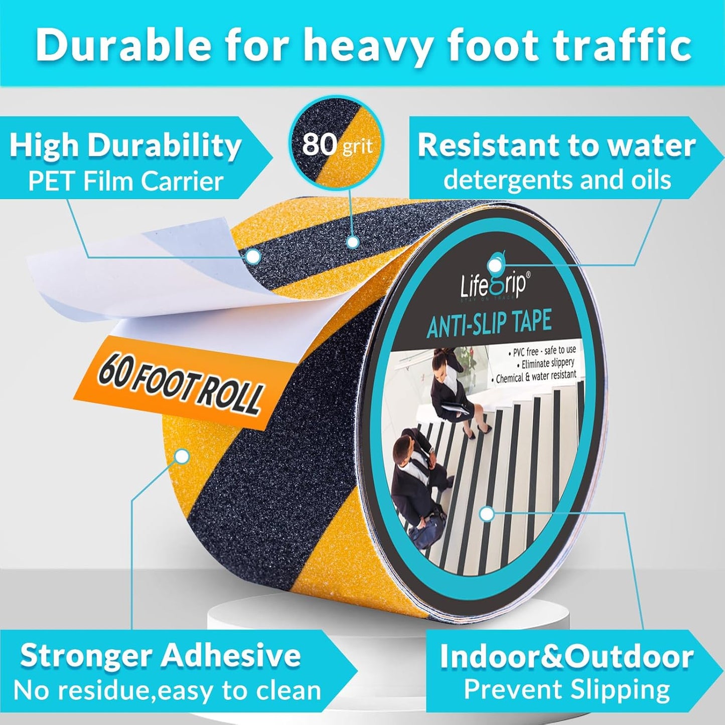 LifeGrip Anti Slip Transparent Anti Slip Tape, 4 inch by 30 feet, Non-Slip Traction Grip Tape to Tubs, Boats, Stairs, Clear, Soft, Comfortable for Bare feet (4" X 30')