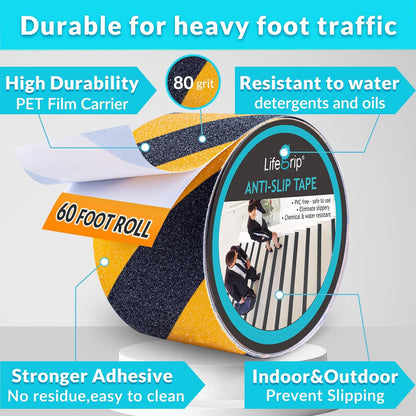 LifeGrip Anti Slip Transparent Anti Slip Tape, 4 inch by 30 feet, Non-Slip Traction Grip Tape to Tubs, Boats, Stairs, Clear, Soft, Comfortable for Bare feet (4" X 30')