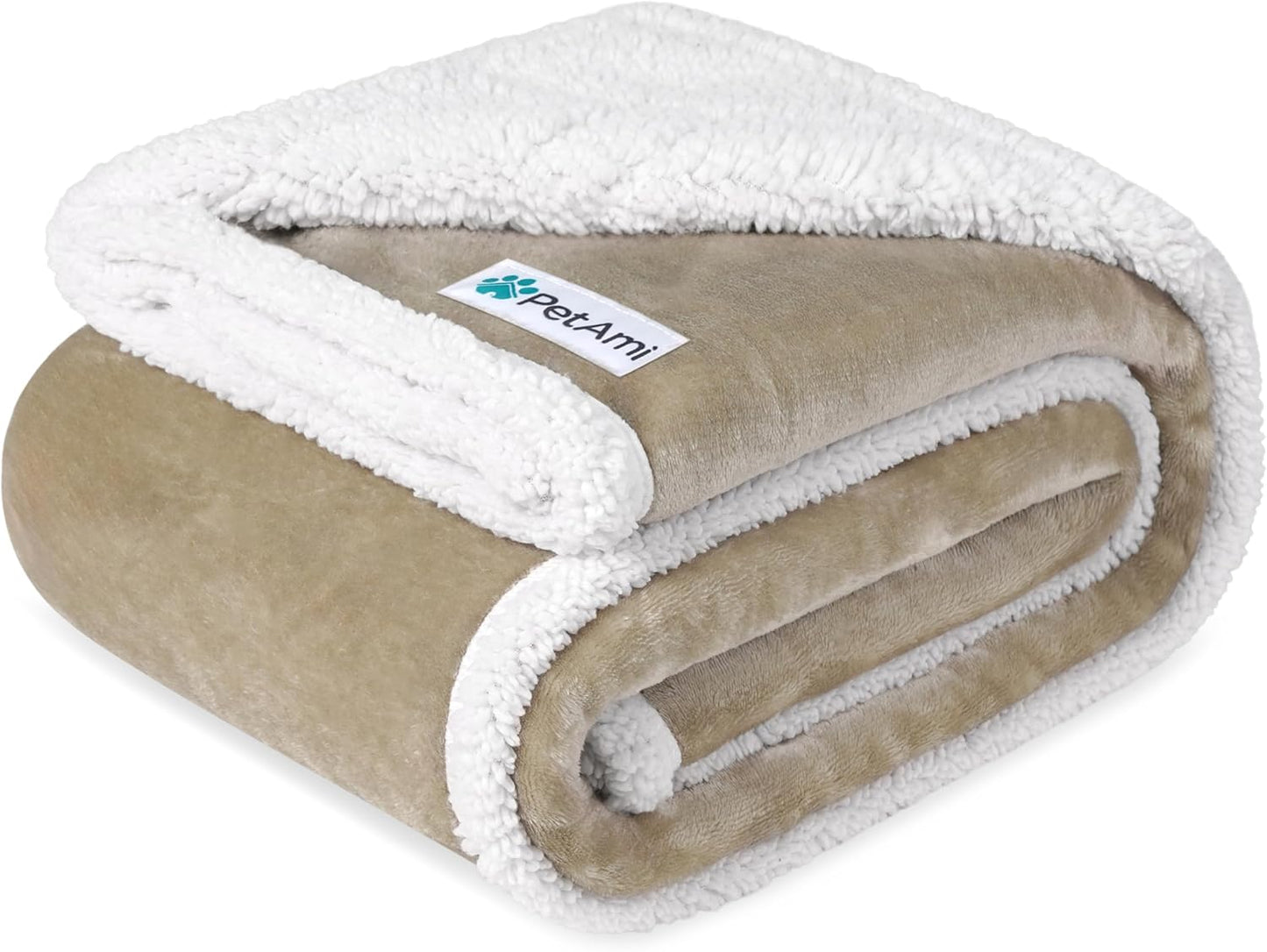 PetAmi Waterproof Dog Blanket for Couch, Large 60x40, Pee Proof Sherpa Fleece Reversible Pet Throw, Furniture Protector for Bed Sofa Kennel, Soft Washable Cover for Medium Dogs Cats, Grey Sherpa