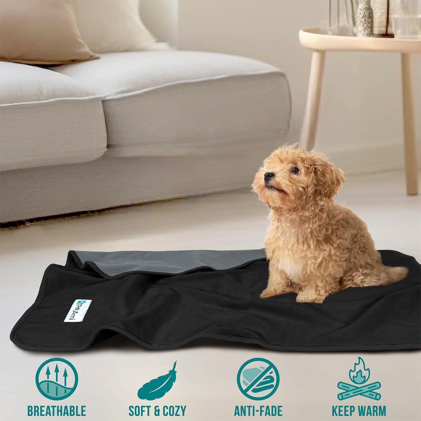 PetAmi Waterproof Dog Blanket for Medium Large Pets Dogs Cats, Pet Couch Cover Protector for Furniture, Reversible Washable Soft Fleece Cat Blanket for Bed Couch Sofa, 40x60 (Taupe/Beige)
