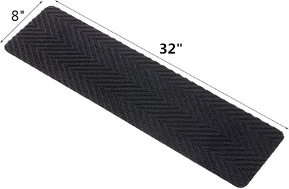 Indoor and Outdoor Carpet Stair Treads - 32" x 8" Non-Slip Stair Treads Carpet for Wooden Steps - Rubber Stair Tread Mats - Stair Rugs Anti Slip for Kids Elders and Dogs – Brown Set of 14