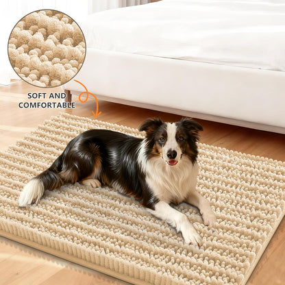 Smiry Dog Door Mat for Muddy Paws 30x20, Extra Soft Absorbent Chenille Doormat, Trap Moisture and Dirt, Non-Slip Machine Washable Front Door Mat for Indoor Entrance Inside Floor, Grey