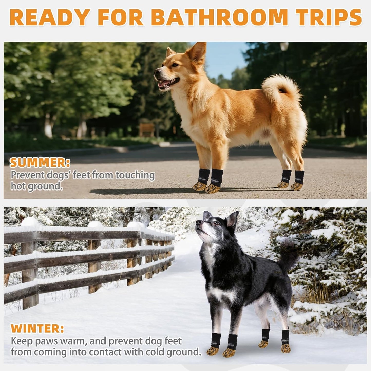 KOOLTAIL Dog Socks Shoes for Hot Pavement to Prevent Licking Paws, Winter Dog Boots&Paw Protector for Hardwood Floors Anti Slip,Traction Control Grip Booties for Small Medium Large Senior Dogs,Black M