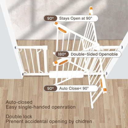 owlie 37.4" Extra Tall Wide Baby Gate for Stairs Doorways,47-57 Inch Extra Large Long Baby Gate with Door Indoor Safety Metal Pressure Mounted Pet Gate with Walk-Thru Auto Close, Black