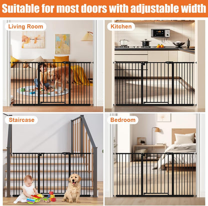 keny 29"-42.5" Baby Gate for Stairs, Auto Close Safety Dog Gate, Pressure Mounted Easy Walk Through Pet Gate for Doorways, Durable Stair Gate, 30" Tall, White