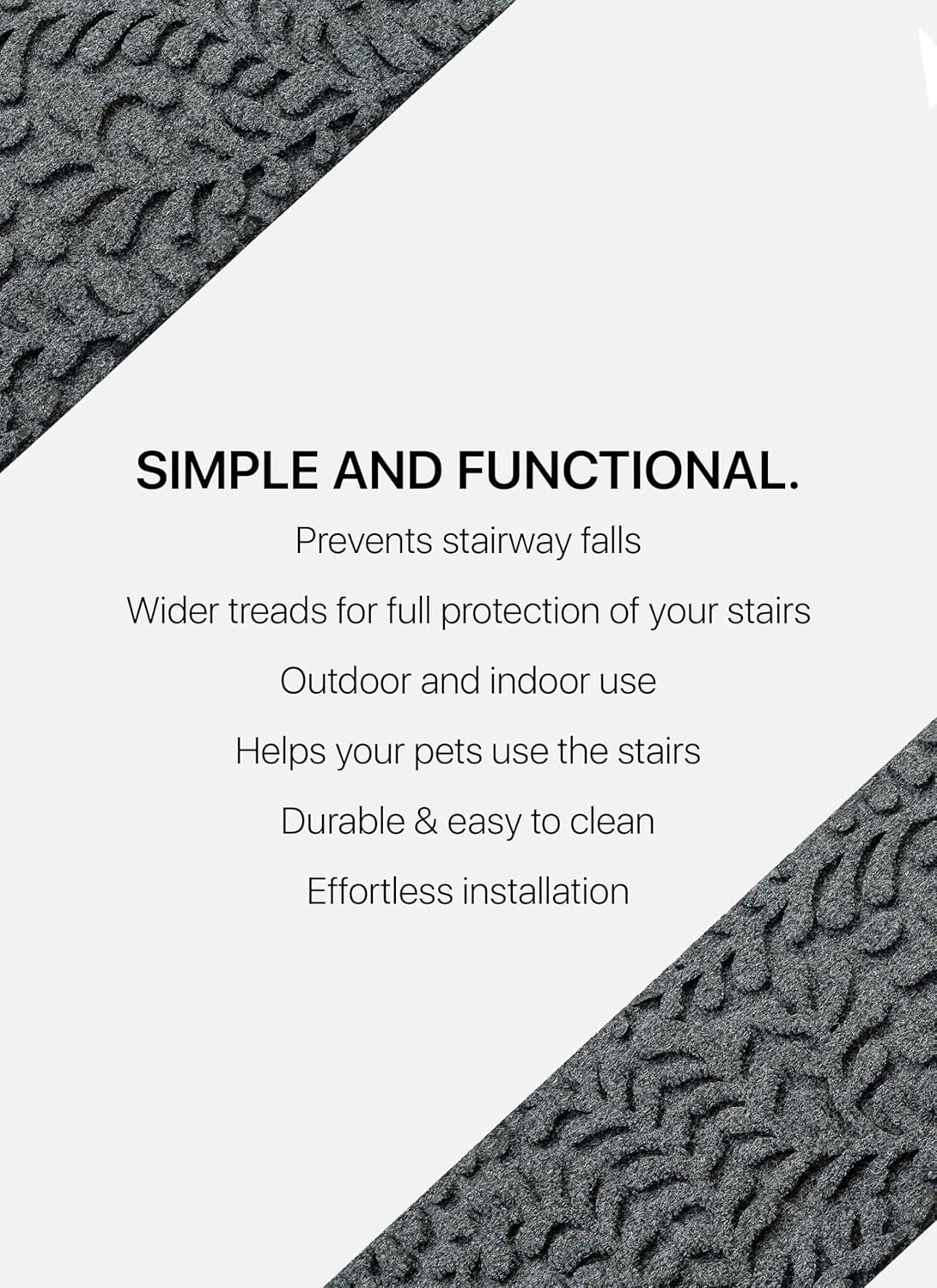 FINEHOUS Outdoor Stair Treads Non-Slip 35”x10” (6-Pack) – Carpet Treads with Rubber Backing Diamond Grey