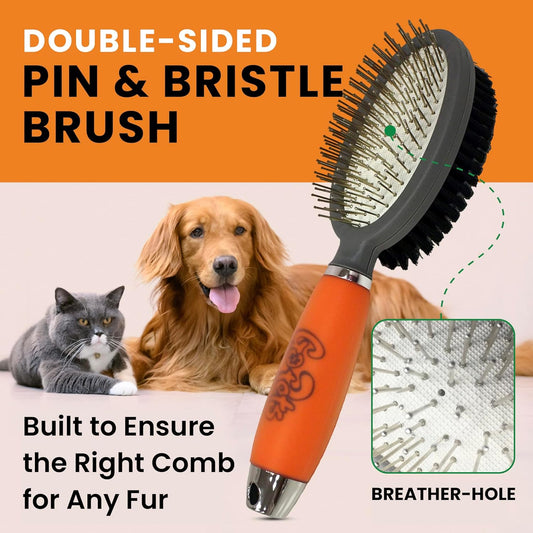 GoPets Small Pin Slicker Brush, Easy-Groom Pin Comb for Tangles & Shedding, Rounded Safety Tips, Dematting Brush for Short & Long Hair Cats, Dogs & Furry Pets, Ideal for Sensitive, Hard-to-Reach Areas