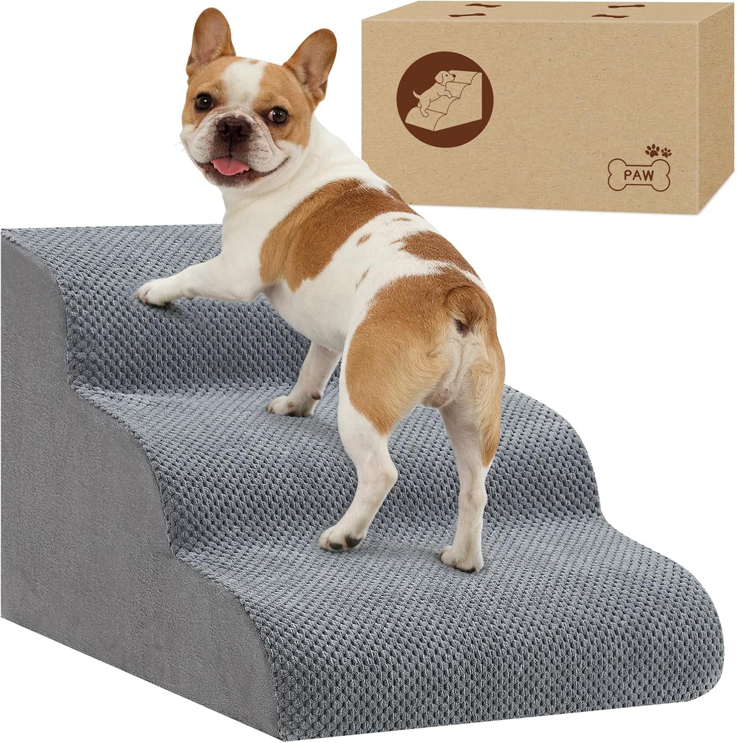 Dog Stairs for Small Dogs, 2-Step Dog Steps for Couch Sofa and Chairs, High-Density Foam Pet Steps Ramp with Removable Washable Cover for Older Injured Puppy Dogs and Cats, 11.81" H, Grey