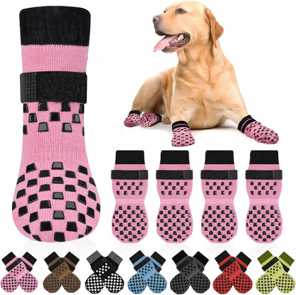 Anti Slip Dog Socks to Prevent Licking Paws, Dog Shoes for Hot/Cold Pavement, Dog Boots on Hardwood Floors, Traction Control Dog Booties & Paw Protectors for Small Medium Large Senior Dogs