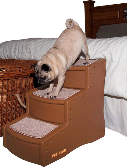 Pet Gear Easy Step III Pet Stairs, 3 Step for Cats/Dogs, Removable Washable Carpet Treads, for Pets Up to 150lbs, No Tools Required, Available in 9 Colors, Coffee Bean