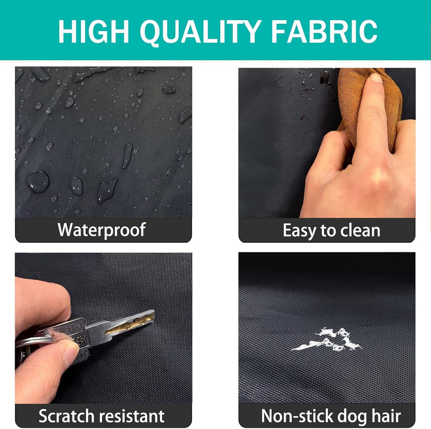 Dog Bed Cover,Waterproof Tough Plastic DIY Pet Bed Cover,Non Stick Hair Easy to Clean Rectangular Fillable Dog Bed Covers with Zipper(Dark Grey,44" L x 32" W x 4" Th,Cover Only)