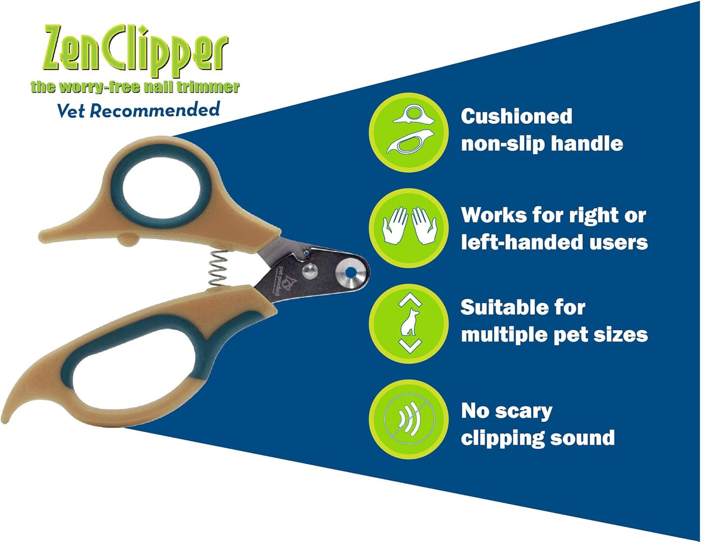 Zen Clipper Pet Nail Clipper for Dogs – Dog Nail Clipper for Safer Grooming and Nail Care - Clean, Quiet, and Easy-to-Use Stainless Steel Dog Nail Trimmer - (3mm Hole)