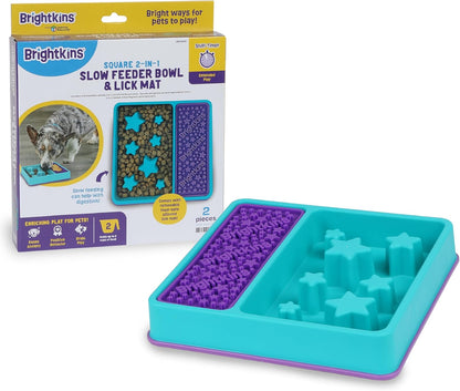 Brightkins Circle Slow Feeder and Lick Mat, Outdoor Puzzle Board, Interactive Dog Toys, Dog Birthday, Enrichment Bowls, Puppy Teething and Chewing, Stimulating Automatic Feeder