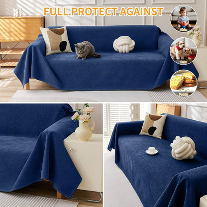 Deep Dream Cat-Scratch Resistant Couch Cover, Waterproof Sofa Cover for 3 Cushion Couch Washable, Pet Friendly Couch Protectors Anti Slip Thickened Love Seat Slipcovers for Pets, 71" x 118", Dark Grey