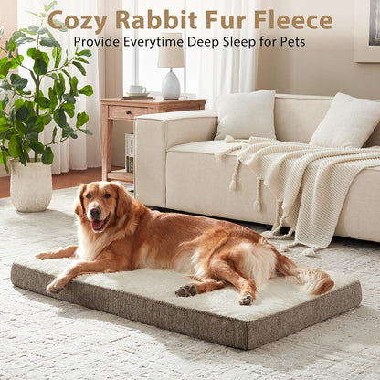 JOEJOY XL Dog Beds Large Sized Dog, Orthopedic Big Dogs Crate Bed with Washable Removable Cover, Extra Thick Egg-Crate Memory Foam Pet Beds up to 80 lbs, Grey, 41"x27"