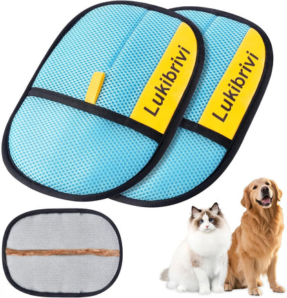Pet Hair Removal Glove for Dogs & Cats - Upgraded Reusable Electrostatic Pet Hair Glove, Gentle Grooming Mitt, Pet Hair Remover Tool for Laundry, Couch, Carpet & Car Seat, 2 Pack (Black)