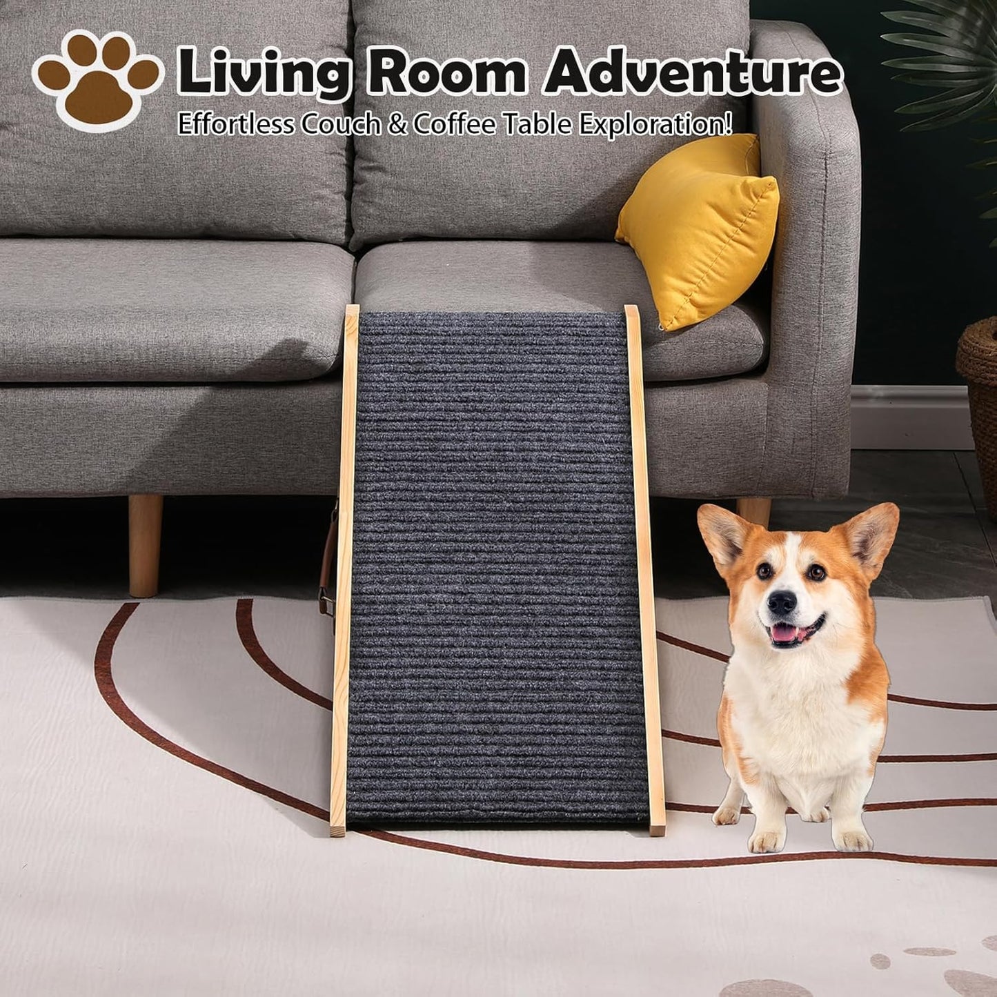 Wooden Foldable Dog Ramp Portable Pet Ramp,Car Ramp with Built-in Handle for Travel, 4 Adjustable Heights 9.8" to 18.1" for Small Dogs