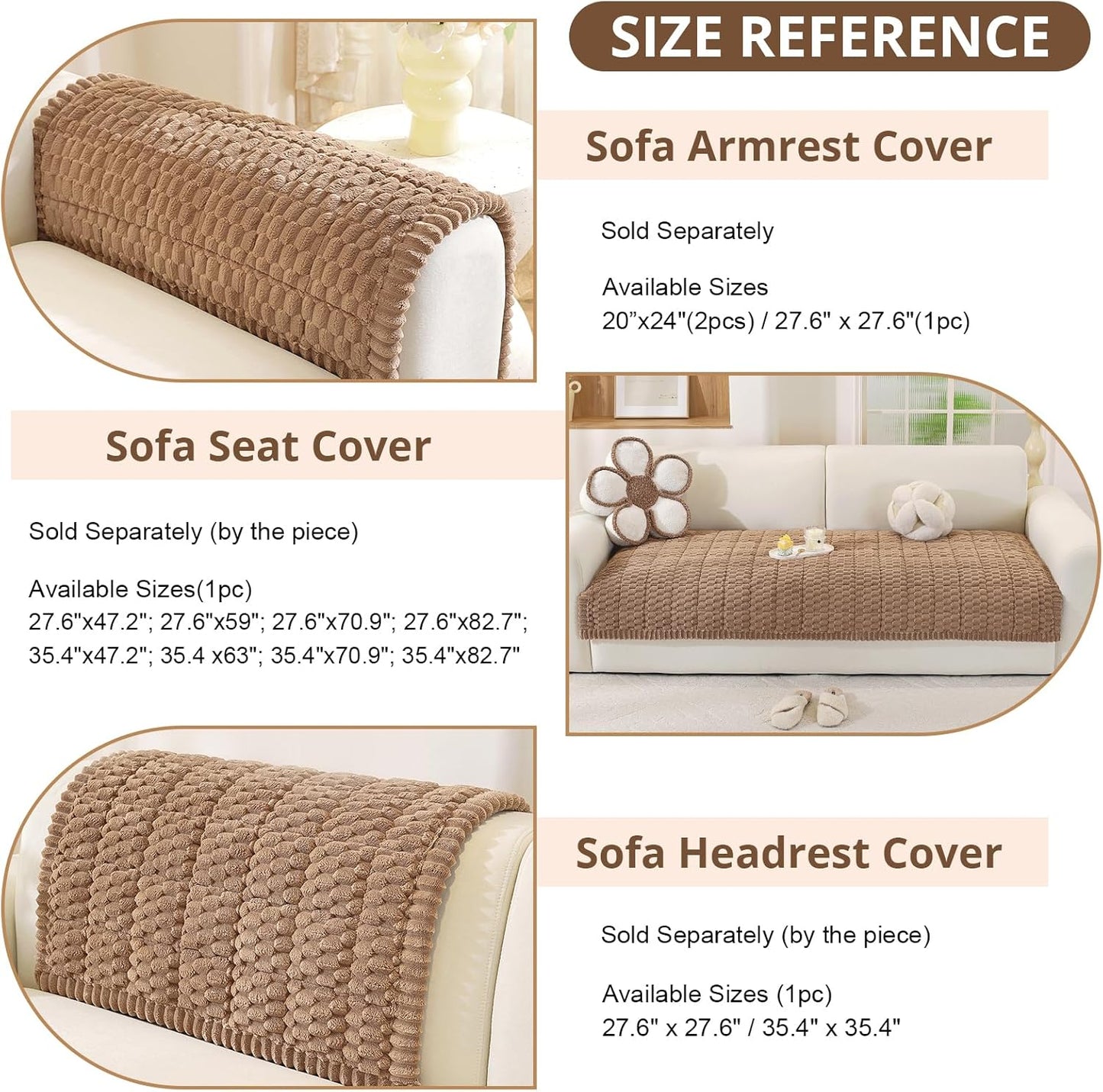 OstepDecor Couch Cover for Dogs, Washable Non Slip Sofa Cover for Pets, Soft Couch Covers for Sofa, Loveseat and Sectional, Furniture Protector Against Pet Hair & Scratches (27.6" x 27.6", Khaki)