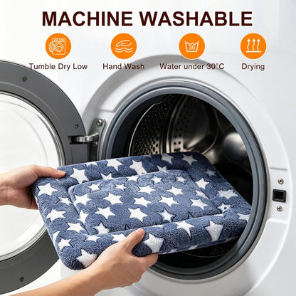 Dog Bed Mat, Reversible Crate Pad & Cute Dog Bed - Machine Washable Kennel Mat with Ultra Soft for Small Dogs (Cool/Warm), 24" x 18", Grey&Star