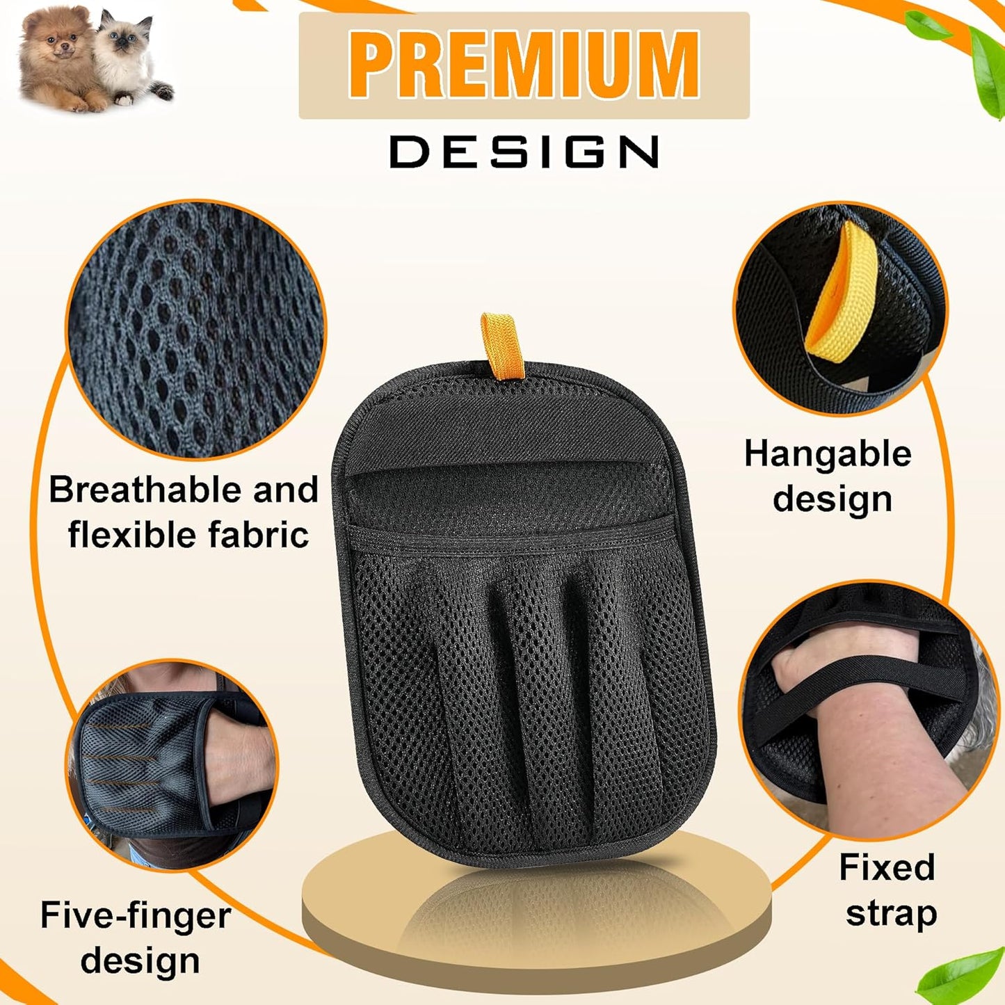 Upgrade Pet Grooming Gloves, Grooming Gloves for Dogs, Cats, Rabbits & Horses with Long and Short Hair, Efficient Pets Hair Remover Mittens - 1 Pair (Blue)