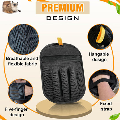 Upgrade Pet Grooming Gloves, Grooming Gloves for Dogs, Cats, Rabbits & Horses with Long and Short Hair, Efficient Pets Hair Remover Mittens - 1 Pair (Blue)