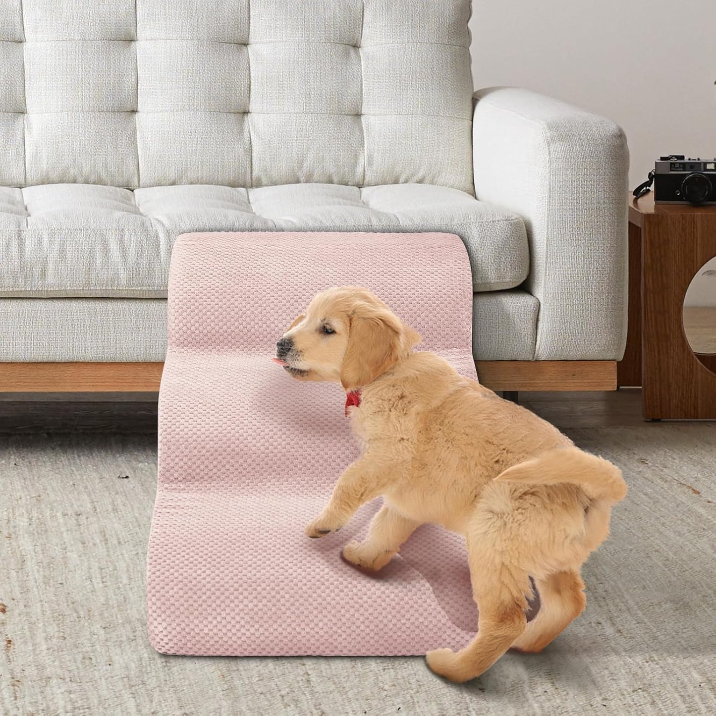 Dog Stairs for Small Dogs - High Density Foam Dog Ramp, Extra Wide Pet Steps with Non-Slip Bottom for High Beds, Couche and Sofa, Best for Pet Injured, Older Dogs Cats (Grey, 4 Steps)