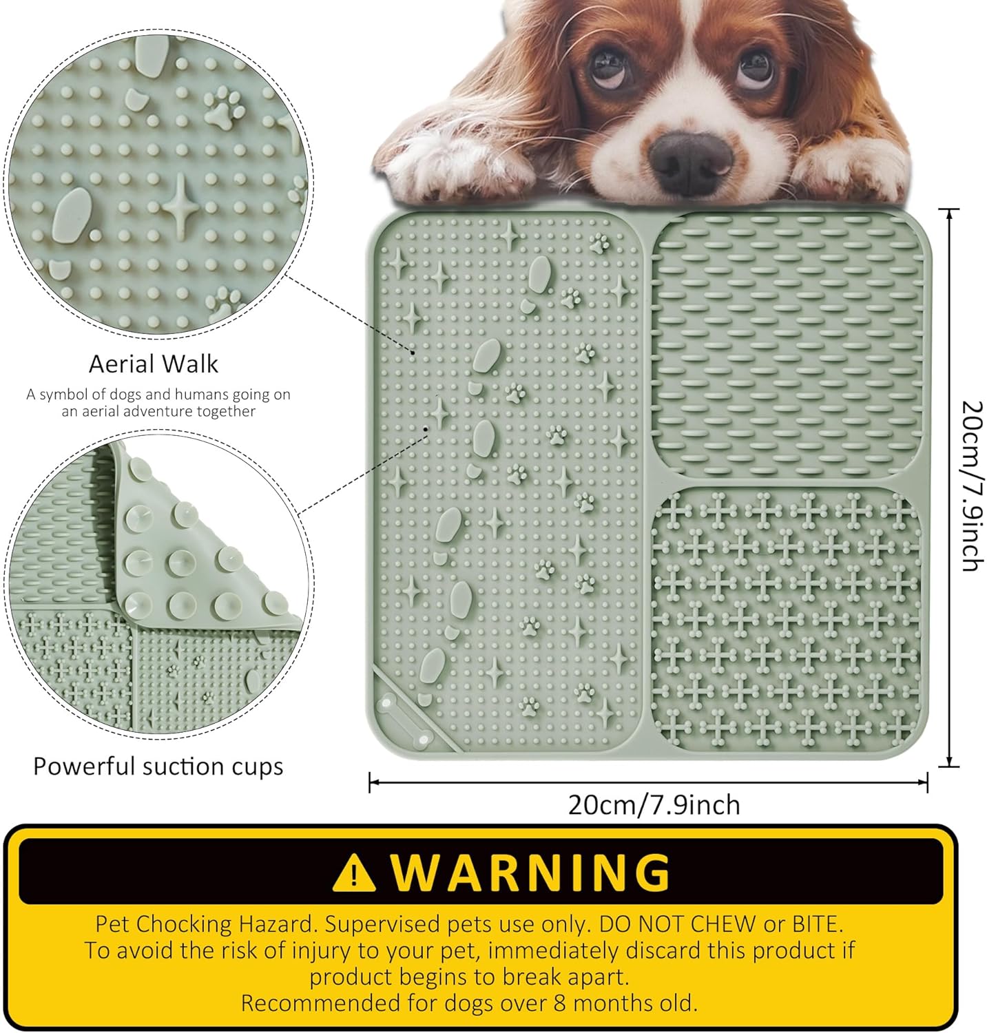 Lick Mat for Dogs(2pcs, Large, 7.9") Easy Clean Silicone Licking Pad Slow Feeder for Pets Cats with Suction Cups, Enrichment Accessories Anxiety Boredom Relief, Keep Them Busy for Bathing
