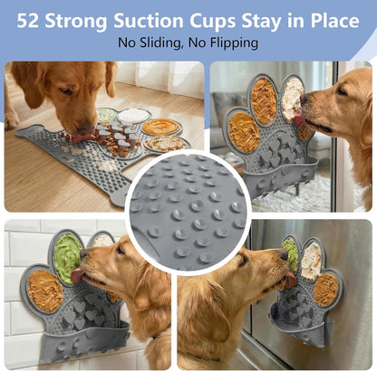 Dog Lick Mat with Suction Cups, Slow Feeder & Enrichment Mat for Dogs & Cats, Silicone Feeding Mat for Wet & Dry Food, Anxiety Relief, Mess-Free Foldable Pocket Design, Pink