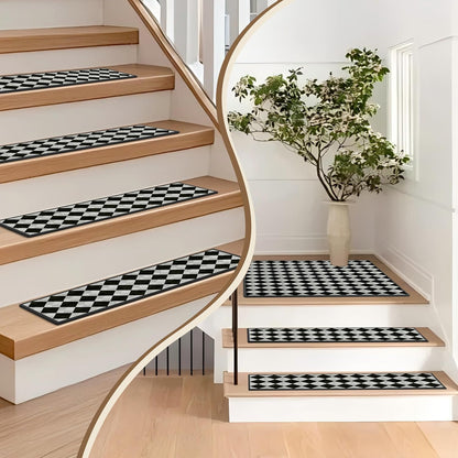 Non-Slip Stair Treads for Wooden Steps 15pcs,8"x30" Stair Carpet Treads for Indoor Use,Peel and Stick Stair Runners,Washable Reusable Adhesive Backing,Pet-Friendly Stair Capet for Kids,Elders,Dogs