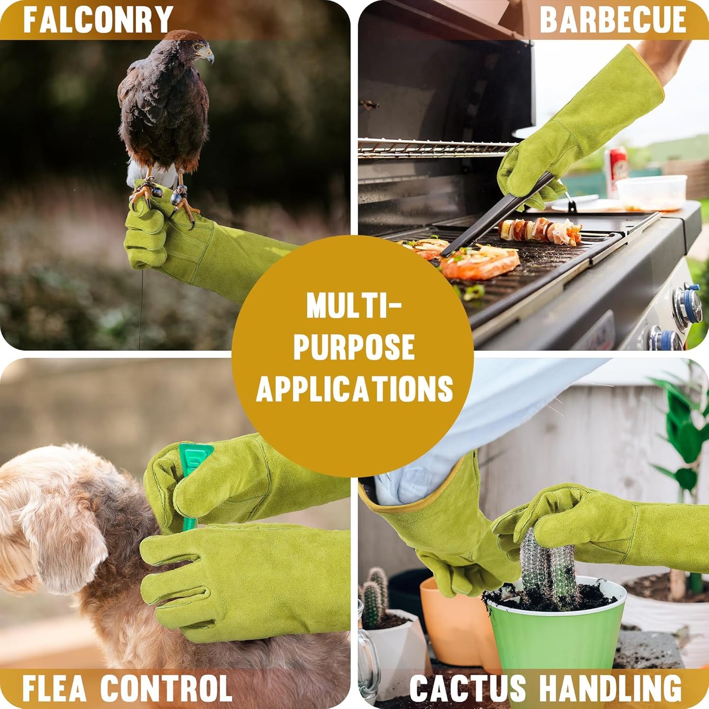 HANDLANDY Animal Handling Gloves, Bite-Proof, Scratch-Resistant, Pet Gloves for Dogs, Cats, Falconry, Gardening