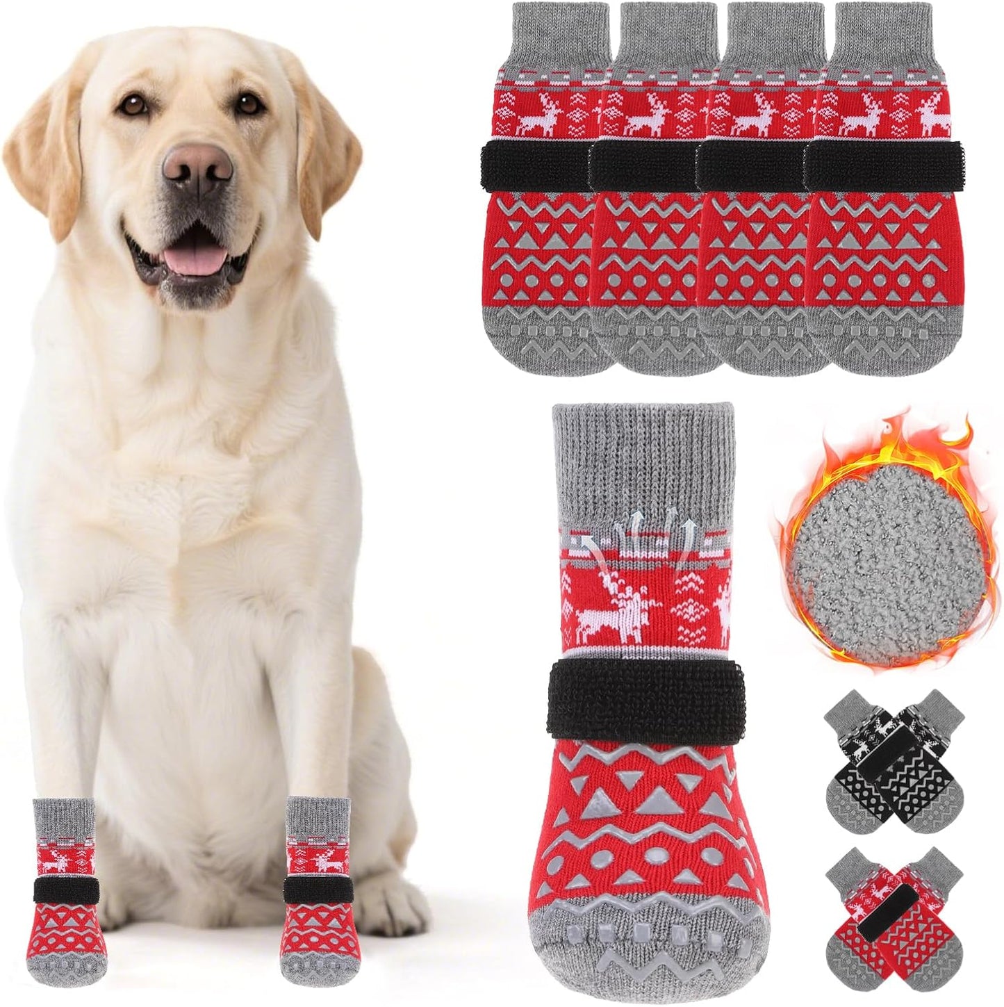 KOOLTAIL Dog Socks Shoes for Hot Pavement to Prevent Licking Paws, Winter Dog Boots&Paw Protector for Hardwood Floors Anti Slip,Traction Control Grip Booties for Small Medium Large Senior Dogs,Black M