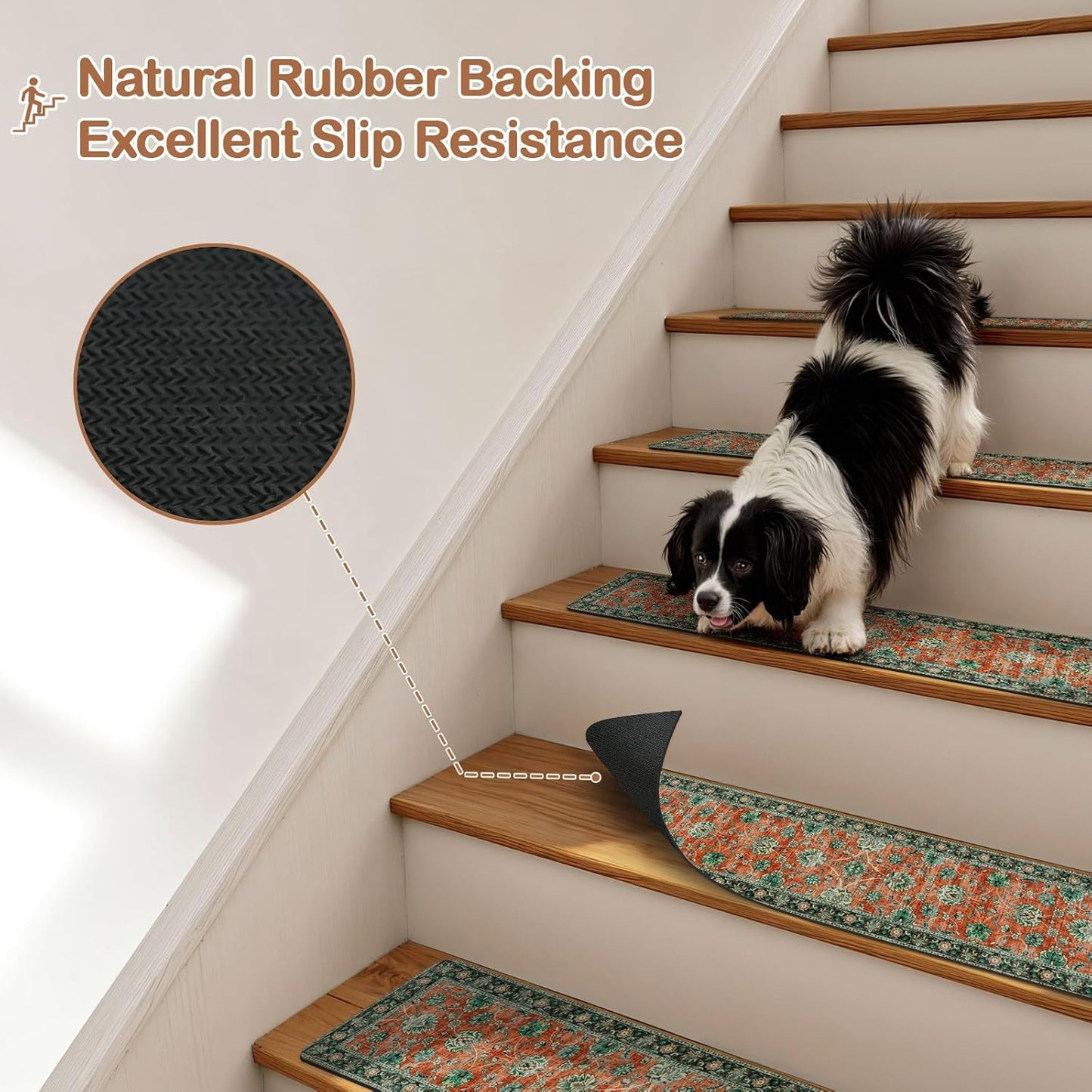 OJIA Extra Non-Slip Stair Treads for Wooden Steps 15PCS, 30"X8" Rubber Indoor Stair Runner Slip Resistant Stair Rugs Safety Mats for Dogs, Kids & Elders, Stairway Grip Step Treads, Gray