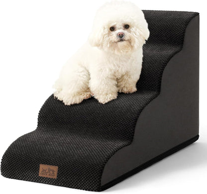 COZY KISS Extra Wide Dog Stairs with Tunnel, Foam Detachable Large Dog Step for Small Pet, Puppy or Cats, Medium Pet Ramp for High Bed, Couch, Sofa or Car, 19.7x33x22.4 inch, 5 Step, Beige