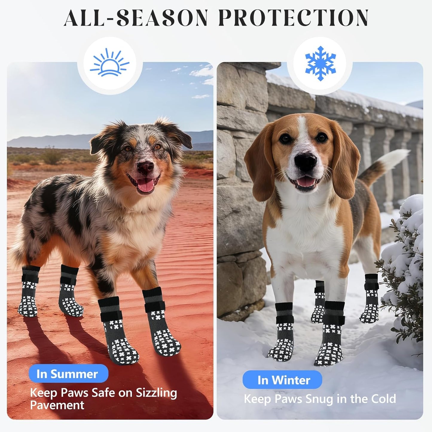 Non-Slip Dog Socks for Hardwood Floors Anti Slip Double-Sided Grippy Socks for Senior Dogs to Prevent Licking Paws, Scratching & Hot Pavement Premium Dog Paw Protector with Grippers Black L