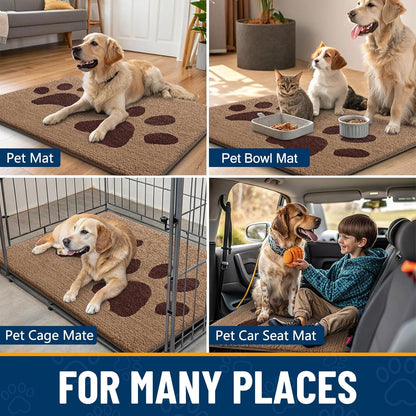 Smiry Dog Door Mat for Muddy Paws, Absorbs Moisture and Dirt, Low-Profile Entryway Mat with Non-Slip Backing, Entry Indoor Outdoor Doormat for Inside Floor (30x20 Inches, Grey, Striped)