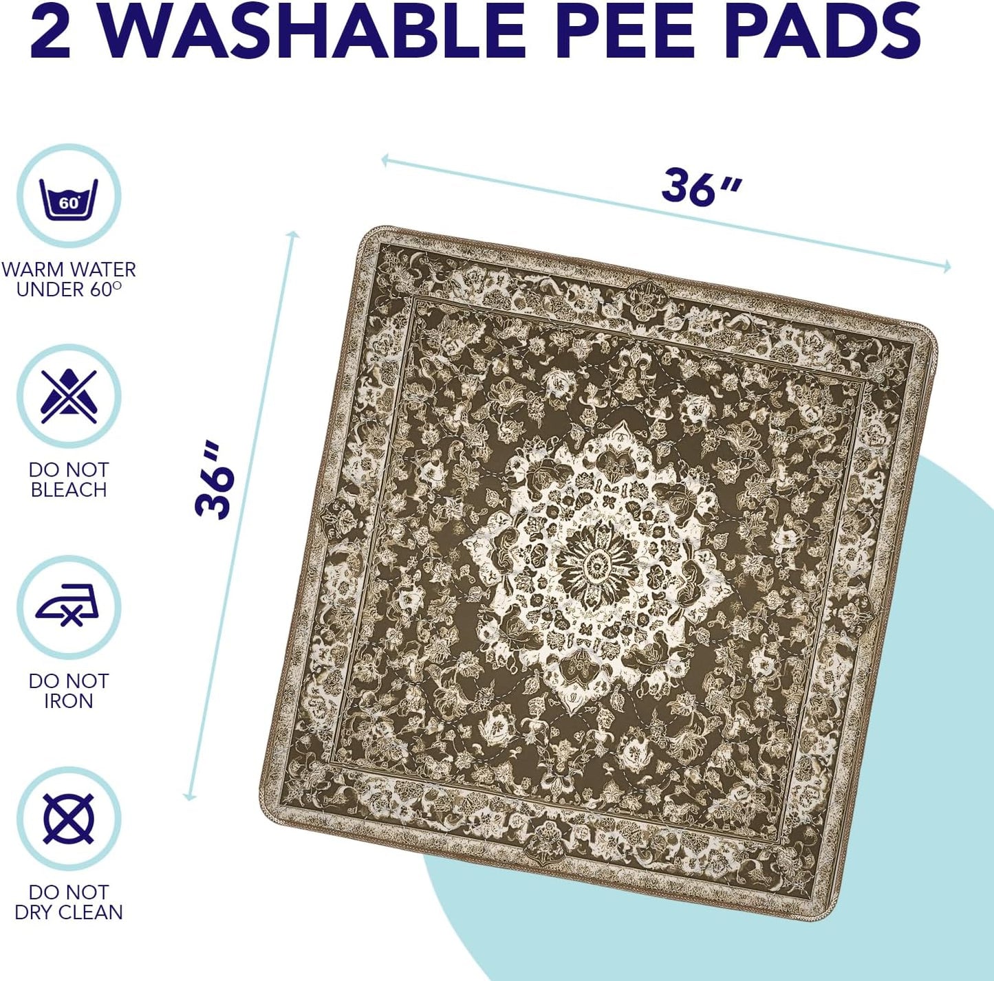 PUPIBOO Washable Pee Pads for Dogs and Cats - Super Absorbent Reusable Puppy Training Pads - 100% Waterproof, Leak-Proof & Non-Slip Whelping Pads for Pet Housebreaking