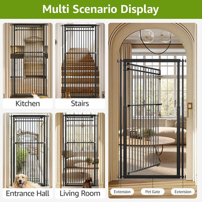 78.8" Extra Tall Cat Gate, 32.8-37.4" Wide Tall Dog Gate for Doorways/Hallways, NO Drilling Pressure Mounted Pet Gate for Stairs, Studio, Kitchen (White)