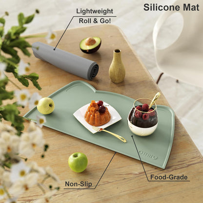 OHMO - Cat Food Mat, Silicone Pet Feeding Mat for Floor Non-Skid Waterproof Dog Water Bowl Tray, Easy to Clean Pet Placemat (Erythrinus, 18 * 9.8'')