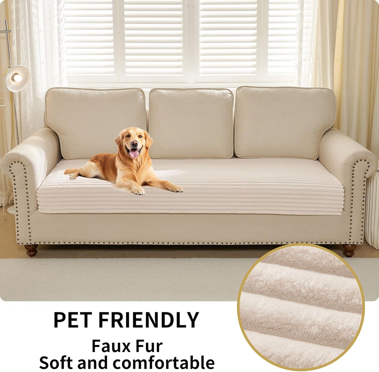 HAOMAIJIA Waterproof Couch Cover for Dogs Washable,Faux Fur Pet Couch Covers for Sofa,Soft Dog Bed Cover Non-Slip Couch Covers for 3 Cushion Couch Sofa Pet Friendly (Grey, 35" x 74")