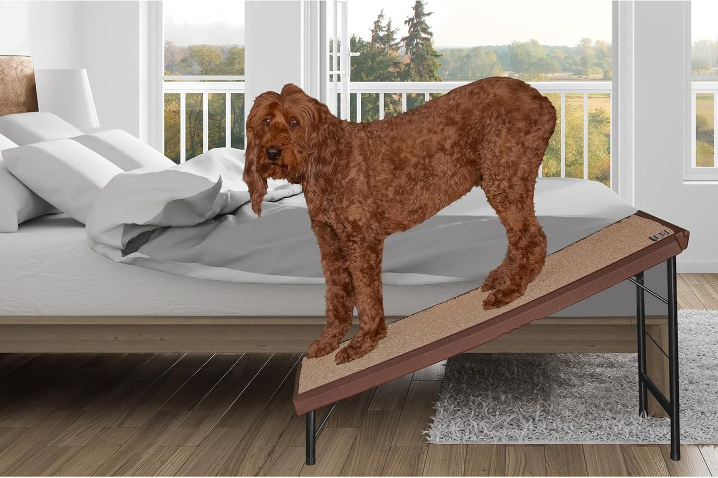 Pet Gear Free Standing Pet Ramp for Cats and Dogs, No Assembly Required, Easy Fold for Storage or Travel, Portable, Holds Up to 100lbs, Wheat
