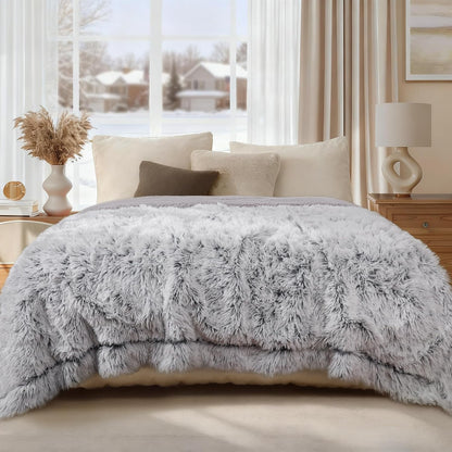 Luciphia Large Waterproof Dog Blanket for Pet Washable Liquid Proof Bed Intimacy Protection Shaggy Plush Calming Long Faux Fur Couch Cover Calming Cat Throw Blankets, Mist Grey, 50" x 60"