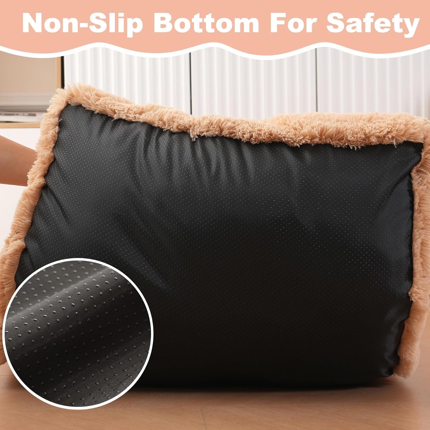 Bedfolks Waterproof Dog Crate Bed, Plush With Removable Washable Cover, Faux Fur Crate Pad for Medium Dogs, Fluffy Kennel 29"x21", Dark Grey