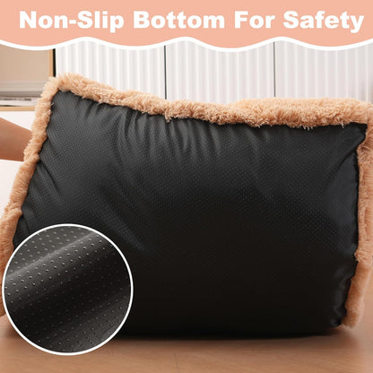 Bedfolks Waterproof Dog Crate Bed, Plush With Removable Washable Cover, Faux Fur Crate Pad for Medium Dogs, Fluffy Kennel 29"x21", Dark Grey