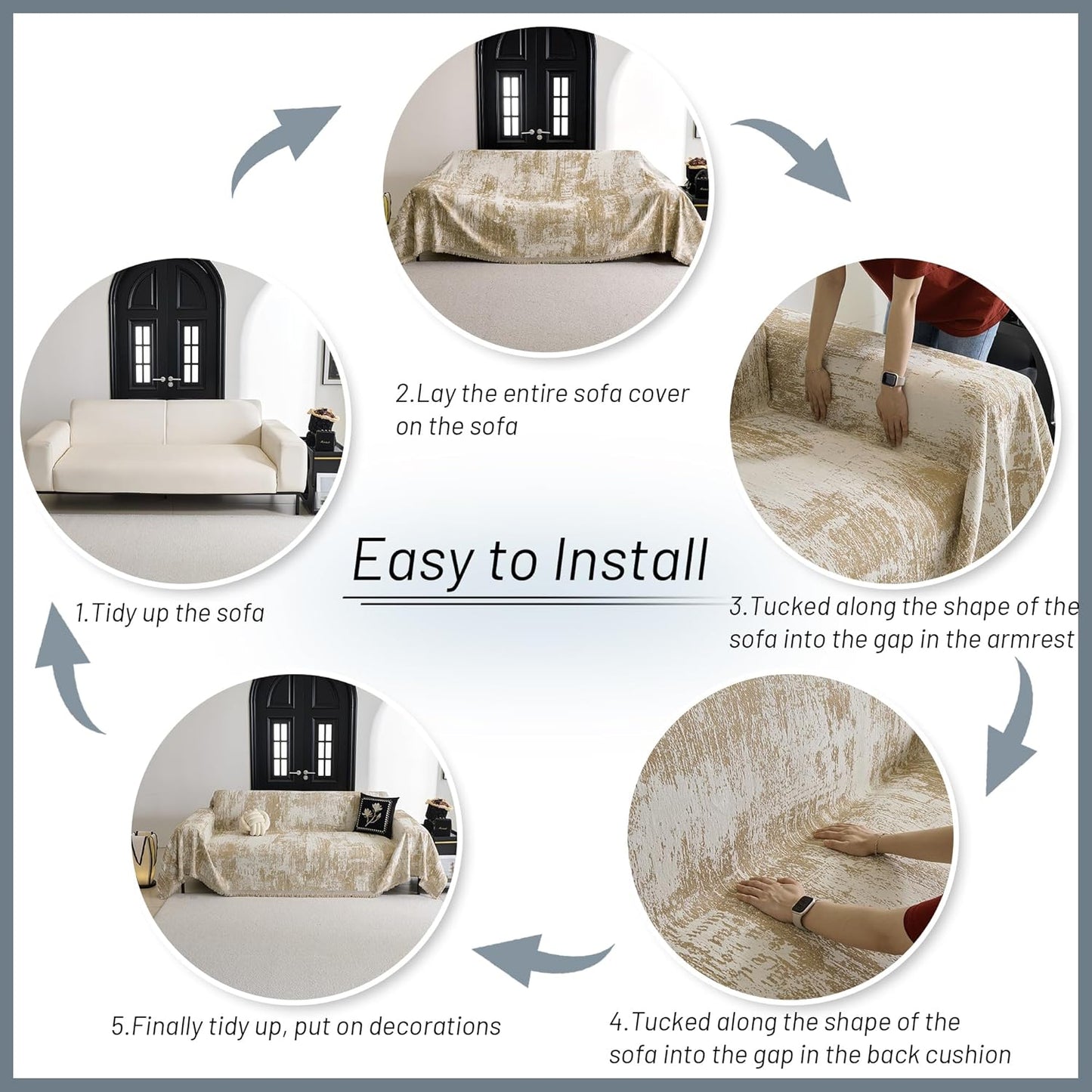 MYSKY HOME Couch Cover for Dogs, Washable Couch Covers, Non Slip Sofa Cover, Couch Cover 2 Cushion Sofa Dogs Furniture Protector with Tassels, Chenille Sofa Slipcover for Pets, 71"x118", Dark Grey